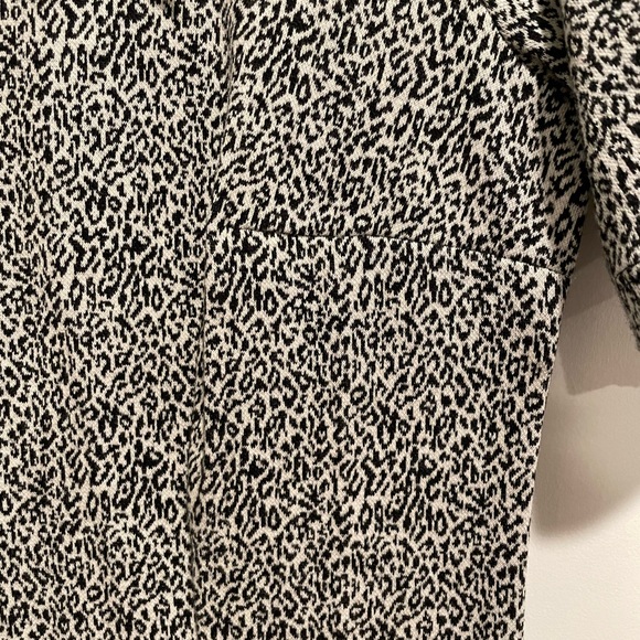 NWT LOFT Leopard Jacquard Midi Dress with slit Size 10 Petite Black White - Picture 10 of 15